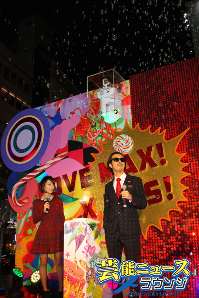 金子ノブアキ×清川あさみ、渋谷パルコ点灯式！空からイケメンがクリスマスに降って来た