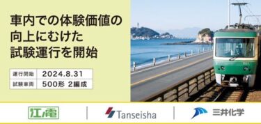 三井化学、江ノ電、丹青社コラボレーション: 鮮やかな景色を実現する「ポジカ(R)くっきり(TM)フィルム」の試験運行を開始