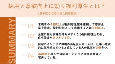 福利厚生策および自宅の室内環境と仕事への意欲の関係についてアンケート調査を実施　求職者の4割以上が福利厚生を重視